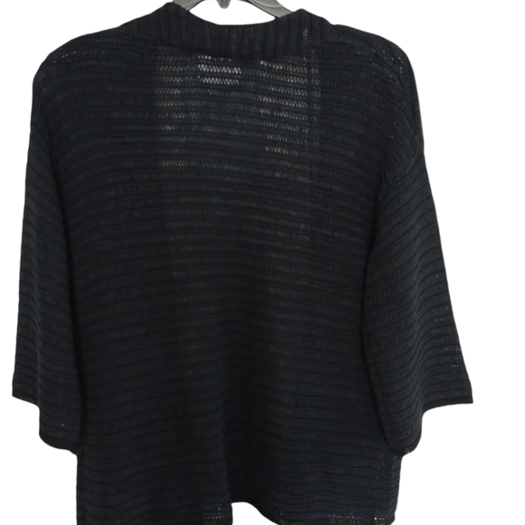 Andrea Jovine Black Knit Open Cardigan Sweater L - Picture 3 of 14